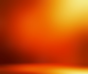 Orange room 3d illustration. Smooth wall and floor. Blurred texture. Abstract interior. Fire color.