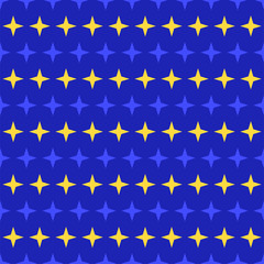 Seamless pattern with stars on blue background