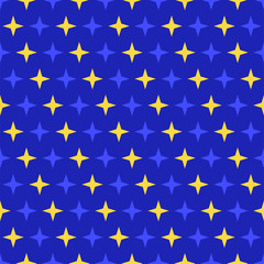 Seamless pattern with stars on blue background