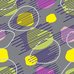 Abstract pattern of ovals and lines. Seamless pattern