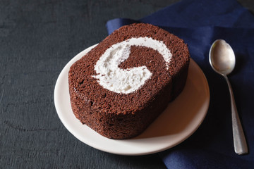 .Chocolate cake on the table