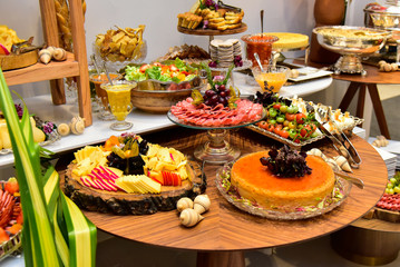 table with food party buffet