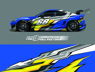 Race car wrap designs. Abstract racing and sport background for racing livery or daily use car vinyl sticker. Full vector eps 10. © zoulgraphic