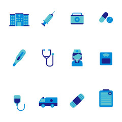 Set of medical related icon with blue color design 