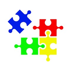 Fototapeta premium Colorful jigsaw puzzle vector, four pieces isolated
