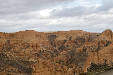 Sedimentary formations landscape in 'Barrancas de Burujon', Toledo, Spain