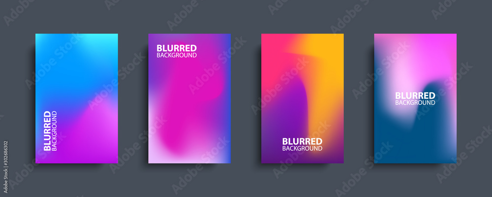 Fototapete blurred backgrounds set with modern abstract blurred color gradient patterns. templates collection f