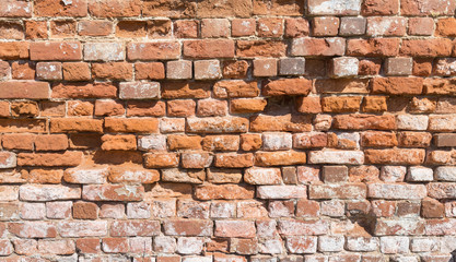 Background of old vintage dirty brick wall