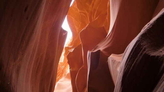 Antelope Canyon With Curves And Smooth Stone Walls Of Orange Color No People