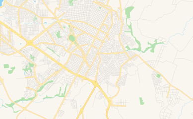 Fototapeta na wymiar Printable street map of Presidente Prudente, Brazil