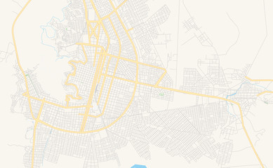 Printable street map of Oruro, Bolivia