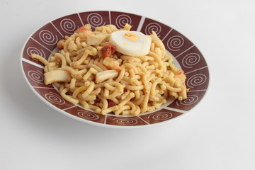 Fideua dish Spanish typical food composed of pasta, fish and seafood