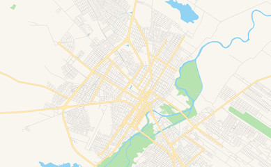 Fototapeta na wymiar Printable street map of Mossoro, Brazil