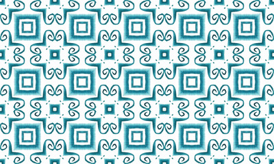 Antique portuguese tiles. Blue Azulejos ceramic. Spanish pottery..Sicily italian majolica. Vintage ethnic background . Mediterranean watercolor seamless wallpaper. Moroccan ornaments in indigo color