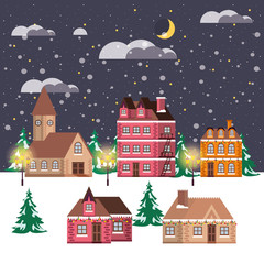 Obraz na płótnie Canvas christmas night winter street scene