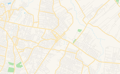 Fototapeta na wymiar Printable street map of Capiata, Paraguay