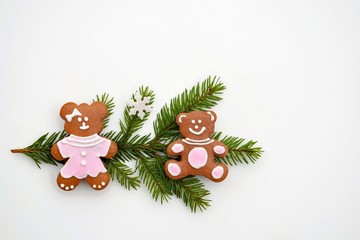 Christmas composition with gingerbread cookies