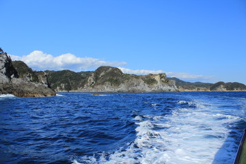 Naklejka premium 南伊豆 石廊崎遊覧船からの景色