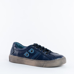 unisex low blue leather sneakers