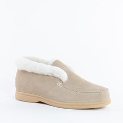 women winter semi boots from light nubuck with fur