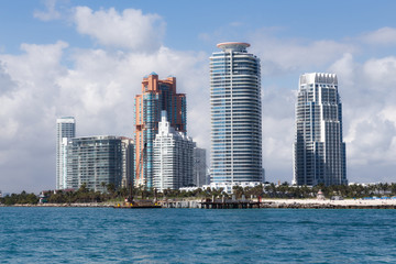Miami or south Beach Florida, luxury apartments and waterway. vacation and travel concept