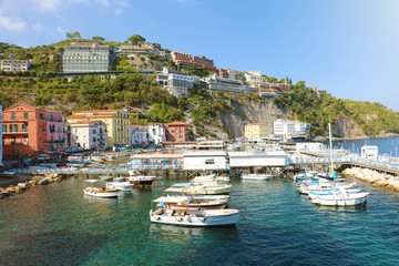 Fototapeta na wymiar Sorrento Coast with the harbour and village, Italy.