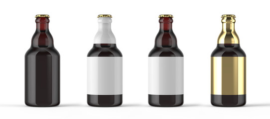 Separated beer bottle with label isolated