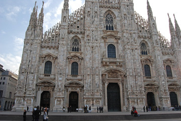 Fototapeta na wymiar Milan, Italy, piazza Duomo - the facade of Milan's Duomo, in the city centre