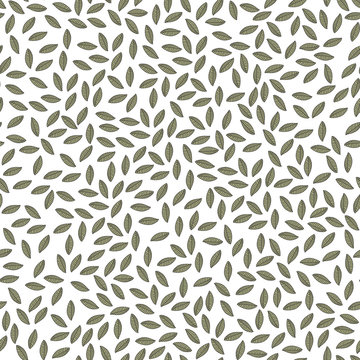 Leaves on white background seamless pattern. Wallpaper with leaves.