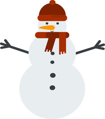 This is vector illustration. Cute snowman in flat style.