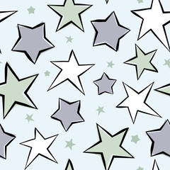 Seamless vector pattern with stars. Star pattern. Vector kids illustration. Cute magical background.