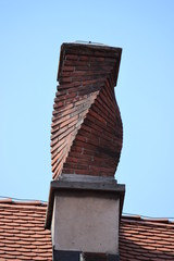 old chimney on a tiled roof