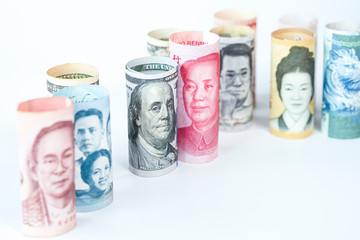 US dollar and Yuan banknote among international banknotes. Its is symbol for tariff trade war...
