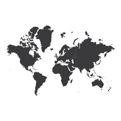 Map of world, High detailed - black map of world on white background. Vector illustration eps 10.