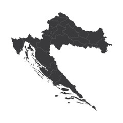 Map of Croatia, High detailed - black map of Croatia on white background. Vector illustration eps 10.