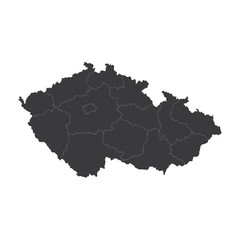 Map of Czech Republic, High detailed - black map of Czech Republic on white background. Vector illustration eps 10.