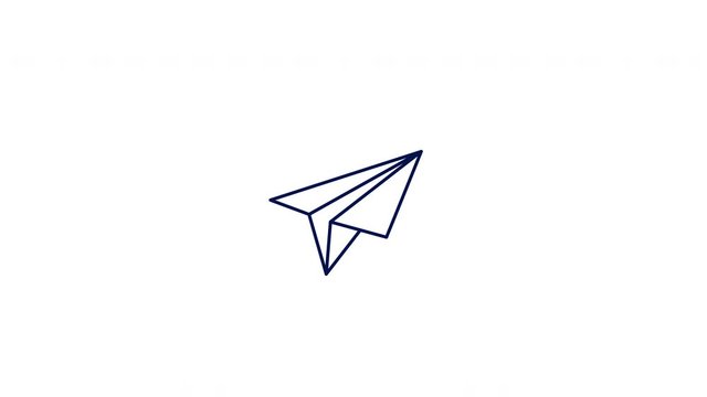 Paper Plane Line Icon Animation. 4K Motion Graphic with Alpha Channel.