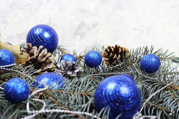 Christmas gifts, decor. New Year. Copy space for your text