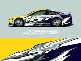 Race car wrap designs. Abstract racing and sport background for racing livery or daily use car vinyl sticker. Full vector eps 10.