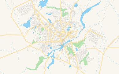 Fototapeta na wymiar Printable street map of Sobral, Brazil