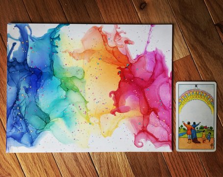 Tarot inspired Art for Stock Photo, 10 of Cups, Rider Waite Tarot Deck, Tarot Cards, Tarot Art, Rainbow Colors, Rainbow