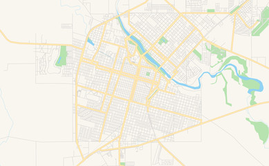 Printable street map of Rio Cuarto, Argentina