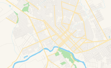 Fototapeta na wymiar Printable street map of Rondonopolis, Brazil