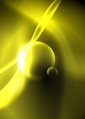 Dark space with shiny neon light motion waves. Abstract concept graphic element. Vector neon background. Technology background