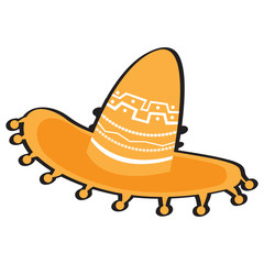 Traditional mexicna hat on awhite background - Vector