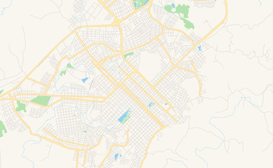 Fototapeta na wymiar Printable street map of Guarapuava, Brazil