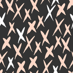 Vector seamless pattern with geometric brush strokes elements. Memphis geometric outline trendy modern style. 