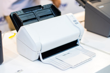 The printer placed on the table.