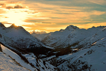 Sunset Lech-Zurs am Arlberg Vorarlberg Austrian Alps Austria