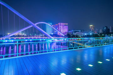 Fototapeta premium Guangzhou, China Nansha Free Trade Zone City Night Skyline